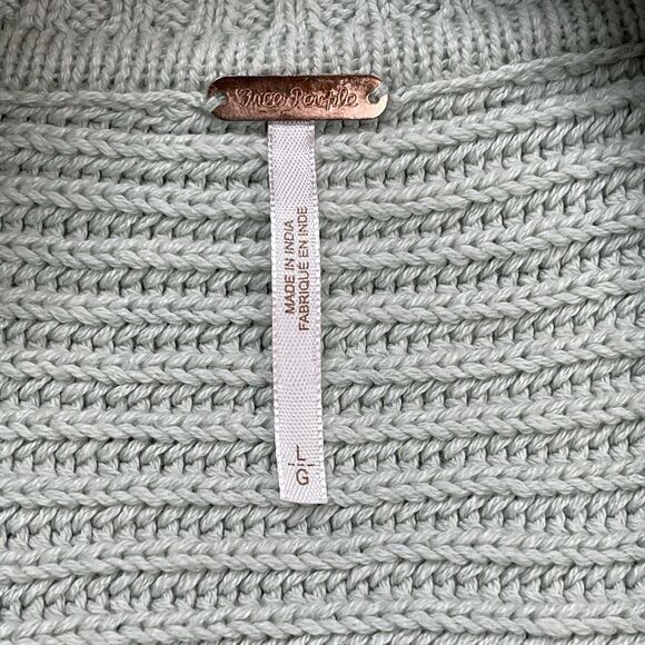 Free People Marlie Pullover Sweater Size Large Oversized Cotton Blend Mint Green - Picture 6 of 10